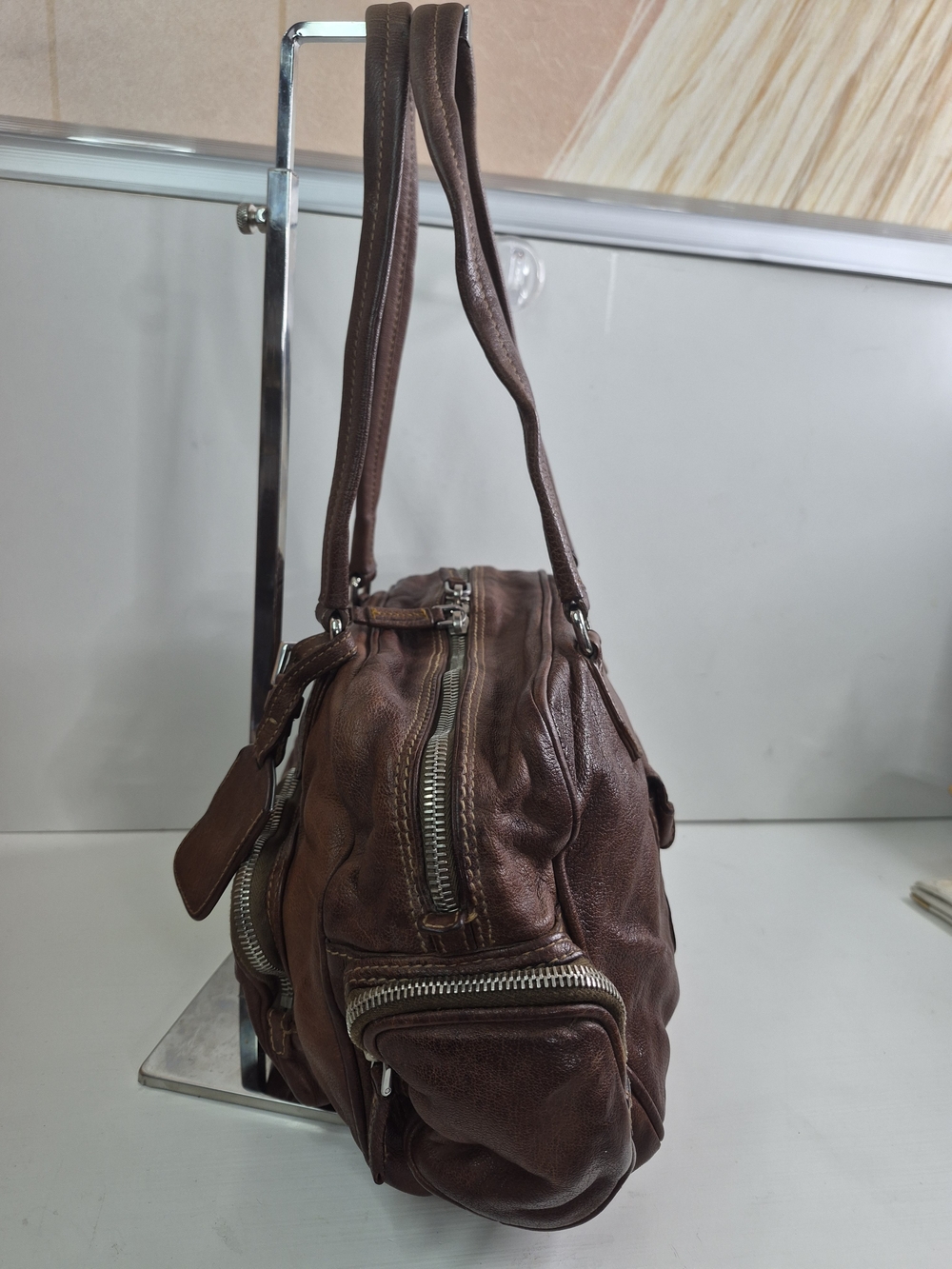 Prada Cargo Brown Leather Shoulder Bag - Picture 3 of 12